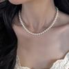 Pérolas Austríacas Swarovski, Perfeitamente Redondas, Alto Brilho, Colar de Prata Esterlina, Empilhável, Novo Modelo Popular 2025, Corrente para Clavícula
