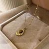 Collar de piedra de ojo de tigre Maillard para mujer, cadena de suéter de acero de titanio para otoño e invierno, nuevo colgante de accesorios de nicho de lujo ligero y popular 2023