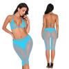 Traje de baño de dos piezas con sujetador de perforación nuevo y popular transfronterizo, pantalones cortos de playa, traje de noche transparente para mujer