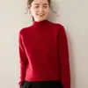 Nuevo Suéter de Cachemira Pura para Mujer Otoño e Invierno Engrosado Ajustado Hombros Descubiertos Cuello Medio Alto Suéter para Capas Suéter Cálido Suéter para Capas