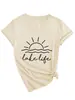 Vida no Lago Amazon Ebay Site Independente Casual Simples Feminina Gola V Manga Curta Camiseta Camada Base Comércio Exterior Em Estoque