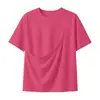 Camiseta de Manga Corta con Bolsillo Grande, Corte Holgado, Top Casual de Hombro Caído para Verano, Puede Guardar Artículos para Mascotas y Teléfono, Versátil y Moderno