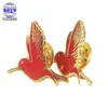 Insignia de Punto Esmalte Pájaro Mariposa Hebilla Insignia Chapada en Oro Redonda Pintura Esmaltada Insignia Conmemorativa Insignia de Actividad Corporativa