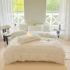 Juego de Ropa de Cama de Cuatro Piezas de Terciopelo de Leche con Pelo de Conejo de Invierno con Funda de Edredón de Felpa, Pieza Individual para Dormitorio, Diseño Simple de Alto Peso