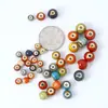 Acessórios para joias, contas de cerâmica esmaltada, 6-10mm, furo grande, contas redondas coloridas, para roupas, joias artesanais e acessórios DIY