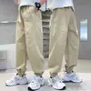 Calças casuais para meninos, calças infantis de algodão puro para primavera e outono, tamanhos médio e grande, calças longas de verão, estilo fino, calças anti-mosquito de outono para meninos, da moda