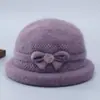Sombreros para mujeres de mediana edad y ancianas, sombrero cálido de invierno para mamá, grueso con terciopelo, sombrero tipo cubo para personas mayores, abuela, sombrero de lana tejido para señora mayor