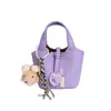 Bolso Cubo con Diseño Exclusivo, Bolso de Mano Estilo Cesta para Mujer, Bolso Cruzado Elegante y de Moda para el Día a Día, Bolso de Mano con Textura de Patrón Lichi