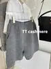 Outono e Inverno Estilo Simples e Preguiçoso Shorts de Lã Tricotada Largos e Soltos Calças Casuais de Lã com Cordão Cintura Alta Linha A Feminino