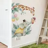 BRUP Adesivo de Parede Girafa Elefante Menininho Aquarela Quarto de Bebê Quarto Infantil Decorativo HS4748E