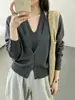 Elegante top de tricô estilo halter de duas peças para mulheres, novo estilo coreano outono 2026, top versátil casual de um botão
