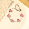 Pulseira de Trevo de Cinco Folhas Dopamina Dupla Face Versão Alta Transfronteiriça Luxo Leve Simples Senso Avançado 18k Não Desbota Cor Joga
