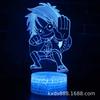 Luz Nocturna 3D LED Colorida Táctil con Control Remoto Serie One Piece Transfronteriza USB Creativa Regalo de Vacaciones Lámpara de Mesa
