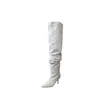 Novedad Otoño/Invierno 2026 Zapatos de Tacón Alto Stiletto Puntiagudos, Moda Francesa Adelgazante, Sexys y Deslumbrantes, Botas Largas de Celebridad de Internet en Negro