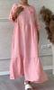 Vestido informal de verano 2024 para mujer, estilo europeo y americano, con cuello redondo, plisado, manga larga, cordón ajustable en la espalda, color liso