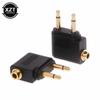 Adaptador de audio para auriculares de aviación de conversión directa de conector hembra de 3,5 a conector macho doble de dos vías para aeronaves.