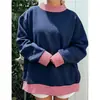 Otoño/Invierno 2026 Transfronterizo Amazon Holgado Cuello Redondo Manga Larga Vintage Retazos Sudadera con Estampado de Letras Abrigo de Otoño para Mujer