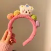 Faixa de cabeça de urso fofo de desenho animado, bola colorida de pelúcia, acessórios para lavar o rosto e cabelo, máscara, grampo de cabelo para maquiagem, feminino, dopamina, Bola Doce