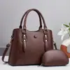 Bolso Nuevo Rayado Color Sólido Gama Alta Simple Versátil para Suegra Bolso de Hombro Único Textura Transfronteriza Gran Capacidad Bolso Transfronterizo