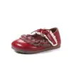 Sapatos de Couro com Renda para Crianças 2026 Primavera Novo Estilo Coreano Sapatilhas para Meninas Elegantes Baixos com Laço Sapatos de Princesa Modernos