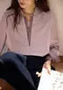 Camisa Falsa de Dos Piezas Estilo Retro Francés Solightr para Mujer Primavera 2026 Nueva Camisa de Manga Larga Holgada Pulóver