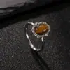 Anillo Popular Transfronterizo de Acero Inoxidable Soldado Marca Oval Incrustado Piedra Natural Anillo de Acero de Titanio Lujo Ligero Moda Anillo de Pareja Fábrica