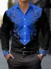 Camisa popular de manga larga para hombre de Amazon transfronteriza con estampado 3D, camisa de negocios casual moderna sin planchado