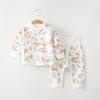 Traje Protetor de Barriga de Cintura Alta para Bebê Roupa Íntima de Algodão Pijama Infantil Feminino Roupas de Casa para Primavera e Outono Roupas de Bebê de Algodão Roupas de Primavera