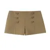 Conjunto de chaqueta corta de otoño para mujer estilo europeo y americano con bolsillos y shorts, 2925, mezcla de fibras sintéticas con diseño de patchwork