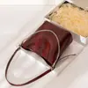 2025 Bolso Pequeño de Hombro Cruzado Rojo de Lujo con Cadena para Axila de Mujer, Capacidad Grande, Aceite y Cera