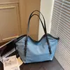 Bolsa de brim casual transfronteiriça de grande capacidade para mulheres, bolsa de ombro estilo coreano para o trabalho, bolsa de mão popular para sair