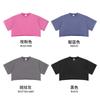 Ropa de Mujer Verano Marca Americana de Moda Traje Sexy de Manga Corta Camiseta Estilo Corto Desgastada Lavada Pesada 280g con Ombligo Expuesto
