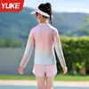 Roupa de Banho Infantil para Meninas 2025 Novo Modelo, Maiô Dupla Face com Proteção Solar de Manga Longa para Meninas Mais Velhas, Roupa de Banho Profissional para Treinamento