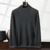 Suéter de cachemira 100% para otoño e invierno, cuello alto medio, color liso, camisa interior de talla grande, para hombre