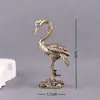 Nuevo Grulla de Cresta Roja de Cobre Puro Grulla Objetos Antiguos Antiguos Mascota de Té para Jugar Artesanía Escritorio Decoración del Hogar Adornos de Latón