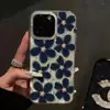 Selección Transfronteriza de Productos: Funda Azul Marino Degradado Floral para iPhone 15, Patrón de Hilo de Pluma Anti-Caída Apple 17, Tacto de Alta Gama 16Pm