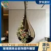Planta Verde Incrustada Fibra de Vidrio Forma de Gota Escultura de Jardín Casa Club Acero Inoxidable Paisaje Exterior Artículo Pequeño Decoración Adorno Personalizado