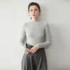 Suéter de Cachemira a Rayas de Cuello Medio Alto para Mujer, Otoño e Invierno, Ajustado, Capa Base, Agradable al Tacto, Cómodo, Tejido Ajustado, Tejido