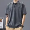 Camisa Polo Retro Americana de Manga Corta para Hombre, Verano Holgada de Marca de Moda Ropa de Trabajo Camiseta con Cuello Solapa, Top de Media Longitud Versátil de Moda