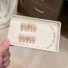 Uñas portátiles hechas a mano con degradado de purpurina deslumbrante de verano, estilo mediano-largo con diseño de cruz, manicura dulce y fresca que realza el cutis y la elegancia