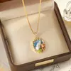 Nuevo Collar Estilo Retro Chino Jardín de Monet Estilo Pintura al Óleo para Mujer, Perla de Agua Dulce Natural, Lujo Ligero, Cadena de Clavícula de Gama Alta