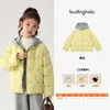 Pudding Haru Roupa Infantil de Inverno Roupa Infantil para Meninas Blusa Três Provas 2026 Inverno Novo Casaco de Penas com Capuz Patchwork Infantil