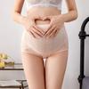 Calcinha de cintura alta das mulheres grávidas rosqueado oco cor sólida algodão final da gravidez ajustável tamanho grande barriga-sustentando cuecas