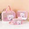Conjunto de Três Peças Desenho Animado Bolsa de Maquiagem Grande Capacidade Necessaire Essencial de Viagem Bolsa Impermeável Fosca Translúcida Bolsa de Armazenamento