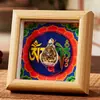 Xizang Thangka Pintado à Mão Mahakala Rei Tesouro Mandala Tantra Nove Palácios Bagua Escritura Folha de Ouro Moldura de Foto Quadrada