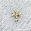 Liga de Titânio F136 Cor Dourada Cravejada com Diamantes Cruz Vintage Titânio G23 Rosca Interna Zircônia Piercing Labial Piercing de Língua Joia