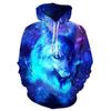 Suéter Masculino AliExpress Cross-border Venda Quente 3D Impressão Digital Animal Wolf Impressão Suéter com capuz casual