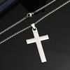 Colar Cruz de Aço Titânio Simples Inglês Europeu e Americano Joia Personalidade Masculina Hip Hop Pingente Preto Corrente Longa de Lã para Mulheres
