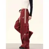 [Exclusivo para el Sudeste Asiático] Pantalones Rectos de Pierna Ancha con Contraste Estilo Americano High Street Pantalones de Baile Callejero Retro Hip-hop para Mujer