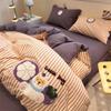 Juego de Cama de Algodón 100% Puro Cepillado Otoño e Invierno Juego de Cuatro Piezas Funda de Edredón Individual Bordada de Algodón 100% Juego de Tres Piezas para Dormitorio
